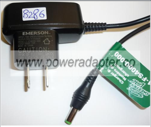EMERSON 1-FS4000-000 AC ADAPTER 10VDC 150mA USED -(+) 2.1x5.5mm
